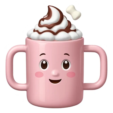 Light Pink mug of hot chocolate with marshmallows sticker
