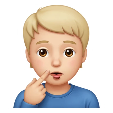 Emoji gêné les joues rose avec un doigt dans la bouche et les yeux qui regarde sur le côté iOS  sticker