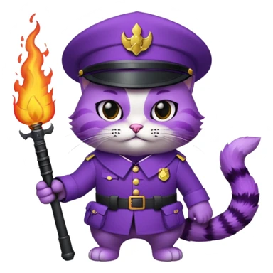 Un chat violet avec une arme a feu sticker