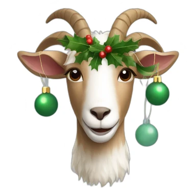 Goat with a Christmas garland sticker