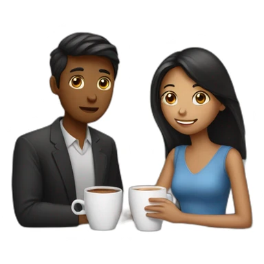 having coffee with girl in date nigt sticker