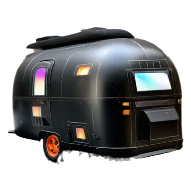 Darth Vader’s black painted airstream rc caravan rusted holographic flames  sticker