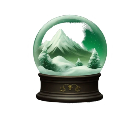 vintage dark green rococo night sky mountains snow globe sticker