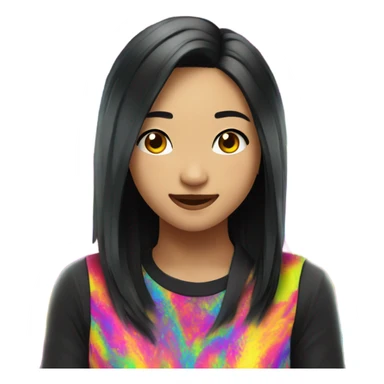 Rave leader Asian girl black hair sticker