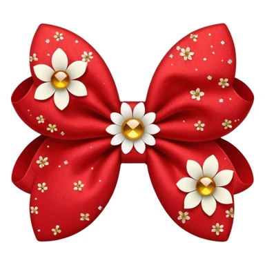 red flower bow with glitter sticker