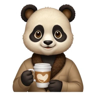 barista panda, holding coffee cup sticker
