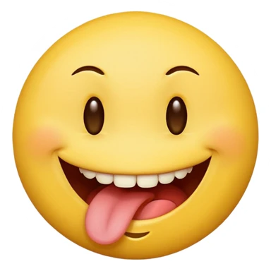 a yellow smily face with a smirk and biting on his tongue sideways sticker