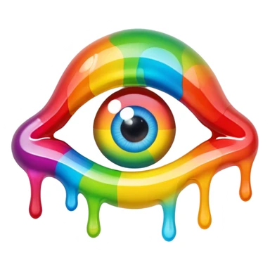 melted rainbow gummy eye sticker