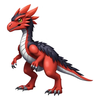 Dark Furry feather-mane Cool Edgy shiny Digimon-Fakemon-Guilmon-Velociraptor-Dinosaur-Drake full body   sticker