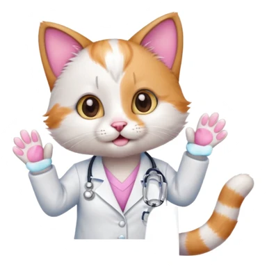 cute doctor kitten with paws up sticker