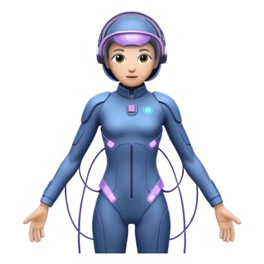 ⚡ GHOSTWIRE: Slim stealth suit with faint purple-blue glow. Wrist energy cables, smooth visor. Calm, calculating, watchful. In shadows, cables wrapped around tech and enemies. Inspired by Mortal Kombat ninjas. sticker