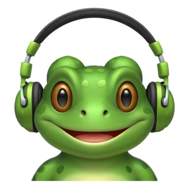 frog png with headphones smiling teeth showing sticker