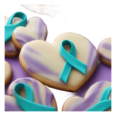 Purple teal Suicide awareness ribbon on heart cookie sticker