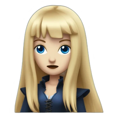 beautiful vampire woman with long blonde hair and blonde straight bangs and blue eyes wielding knives serious expression sticker