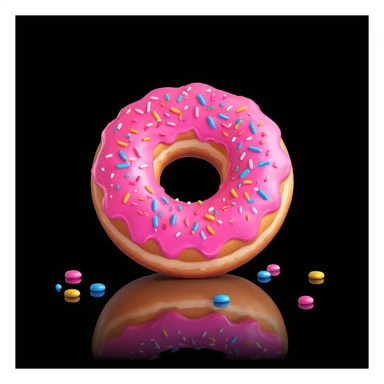3D cartoon donut with glossy icing and sprinkles, floating above blocky Minecraft grass, for DonutSMP sticker