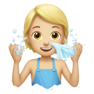 white child washing face sticker