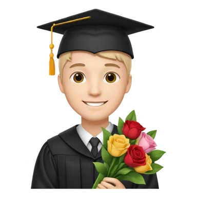 Graduated Students, Male,wearing graduation cap, holding bouquet of flowers
 sticker