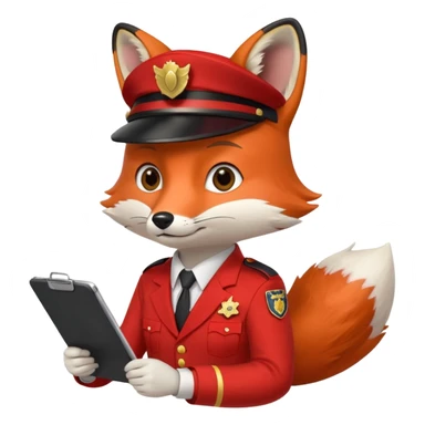 The Fox Is Actually Red Wearing A Officer Outfit Riding On The  Taxi Writing On The Clipboard sticker