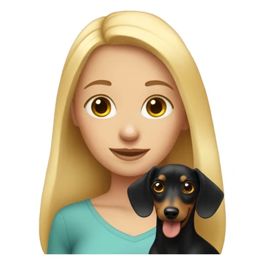 Blonde girl with dark mini dachshund  sticker