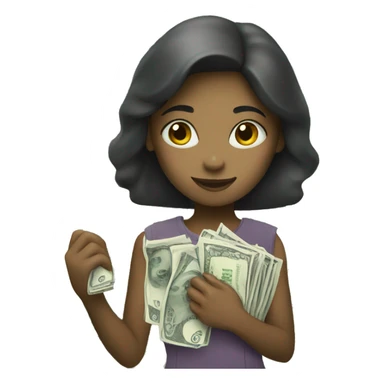 girl with money and benefit sticker