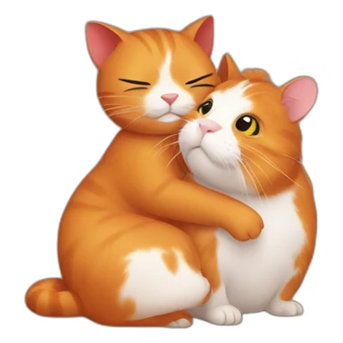 red cat hugs guinea pig sticker