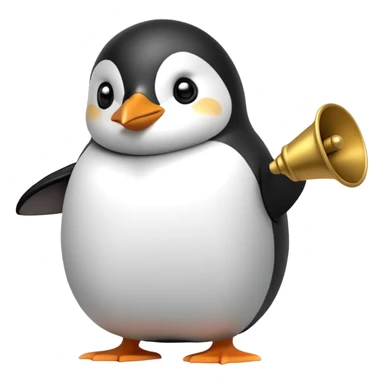 Penguin ringing bell vigorously sticker