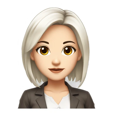 masterpiece, anime style, chibi, illustrated logo, medium short shot, emote for twitch of a 45 year old woman, oval face, black hair, brown eyes, white skin, white shirt, long hair
 sticker