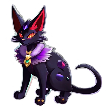 cool cartoon anthro edgy distinguished ethereal elegant beautiful fantasy black purple red ethereal fantasy nargacuga-Noivern-cat-Quiana-Fakemon collar harness jewels full body sticker