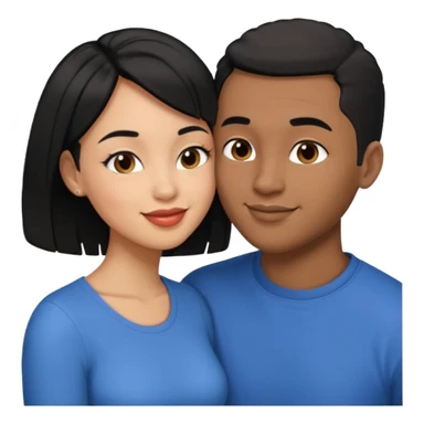 Ebony couple, light skin female with black hair, brown skin male with low haircut no bread kiss sticker