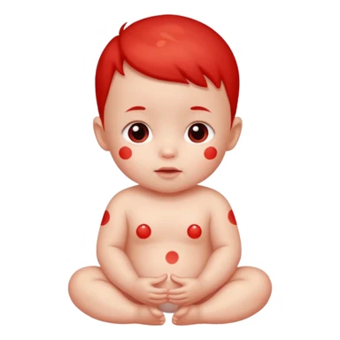 bebe com bolinhas vermelhas pequenas pelo corpo  sticker