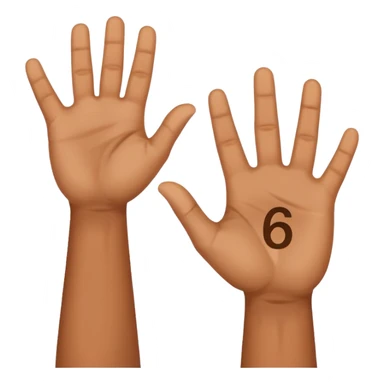 🤷🏻‍♂️ number 6 in left hand and number 7 in the right hand sticker