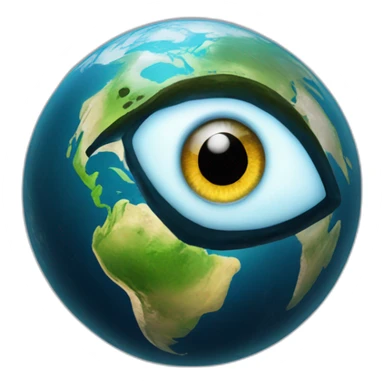 planet earth with an Eye of Horus sticker