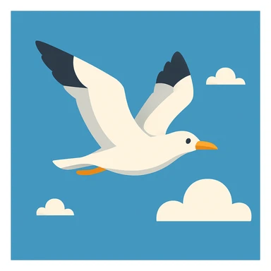 Flat design style seagull in the sky sticker