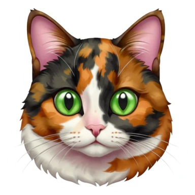 dark tortoiseshell cat half pink nose green eyes sticker