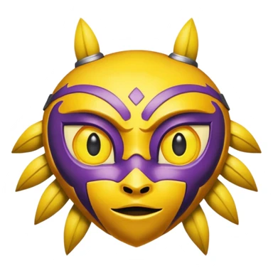 majoras mask mixed with the eyebrow raised emoji sticker
