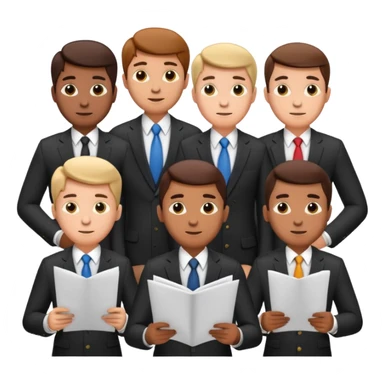 5 mens in business suits studying papers sticker