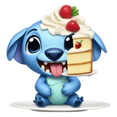Stitch eating a tres leches cake  sticker