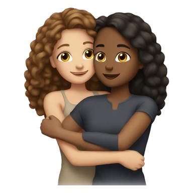 Best friends hug girl brown girl white sticker