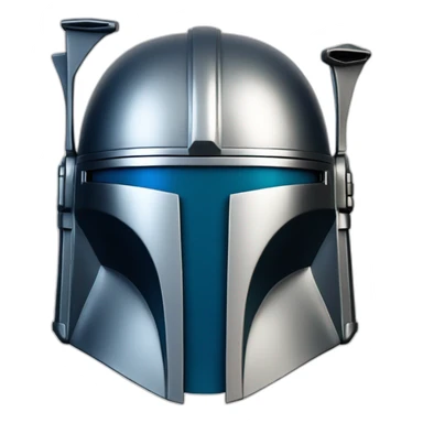 blue mandalorian helmet with silver center sticker