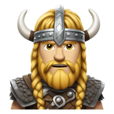 Erling Haaland as a Viking: a fierce and rugged look featuring braided hair, a long beard, and a horned helmet, merging ancient warrior aesthetics with modern athletic prowess sticker