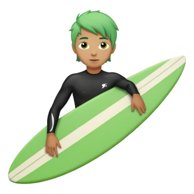 green haired black surfer with surfboard  sticker