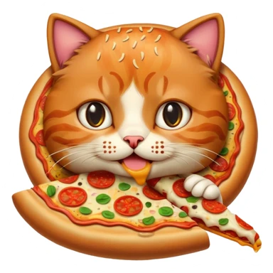 burger cat eating a slice of pizza sticker