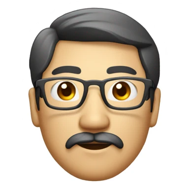 homme asiatique yeux en amande avec une moustache et un bouc et des lunette transparante  sticker