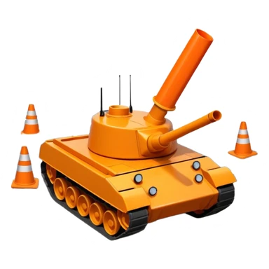 tank running over and squashing traffic cones sticker