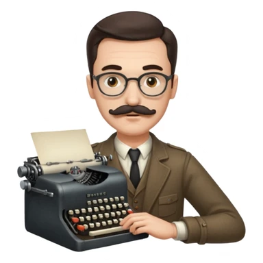 moustache man with vintage typewriter sticker
