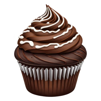 Chocolate cupcake with dark chocolate frosting with a white line drizzled on top  sticker