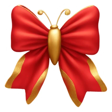 Red bow with gold butterfly  sticker