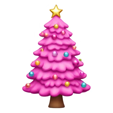 Pink christmas tree with shiny balls sticker