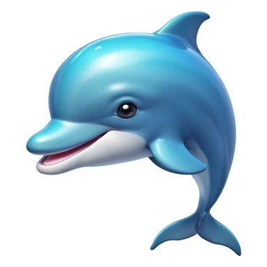 Cinematic Cute Bottlenose Dolphin Portrait Emoji, Head tilted playfully and inquisitively, featuring a charming, shiny glossy body with smooth, gleaming skin and round, sparkling eyes full of playful wonder, Simplified yet irresistibly adorable features, highly detailed, glowing with a warm, inviting aquatic glow, high shine, affectionate and lively, stylized with a touch of whimsical marine charm, soft glowing outline, capturing the essence of a mischievous yet endearing dolphin that seems as if it could splash out of the screen into your arms! sticker
