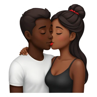 Two attractive people in love kissing, black sticker